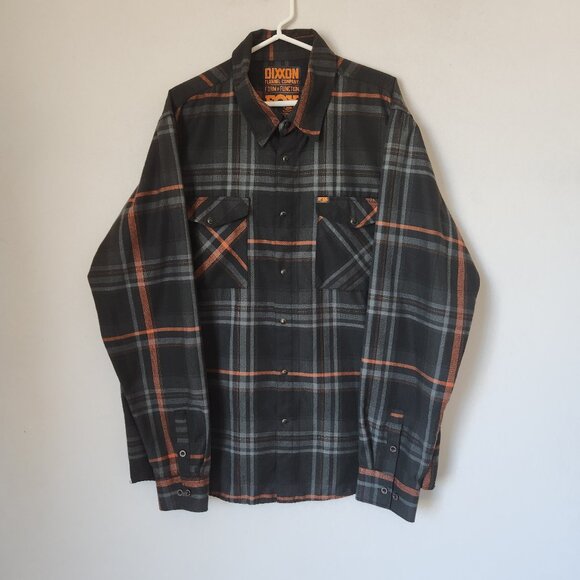 DIXXON x FOX Flannel Form Function Snap Shirt Long Sleeve Black Orange - Picture 2 of 10